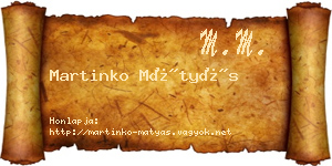 Martinko Mátyás névjegykártya